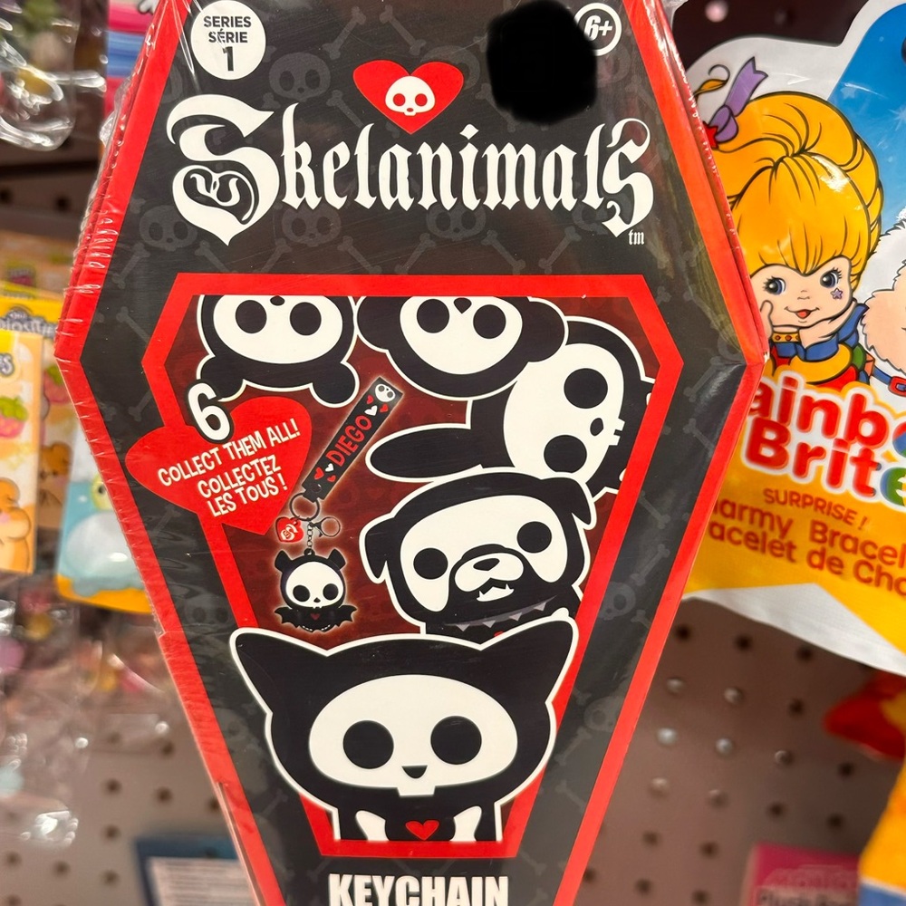Animal Skelanimals Keychain - Black, White, Red NWT